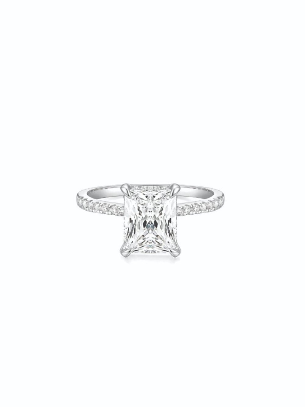TIGRADE 4CT Engagement Ring for Women Radiant Cut cz Wedding Band, size 5.5